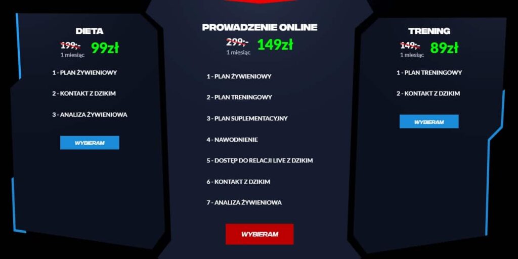 dziki trener cennik